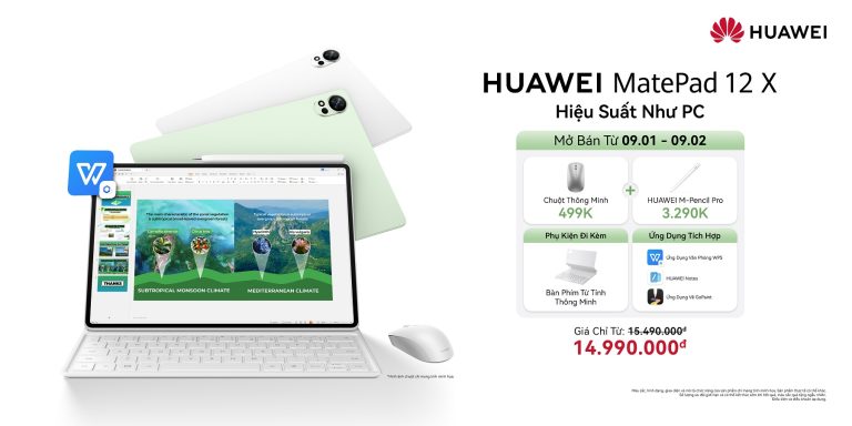 Huawei giới thiệu máy tính bảng HUAWEI MatePad 12 X mỏng, nhẹ tại Việt Nam