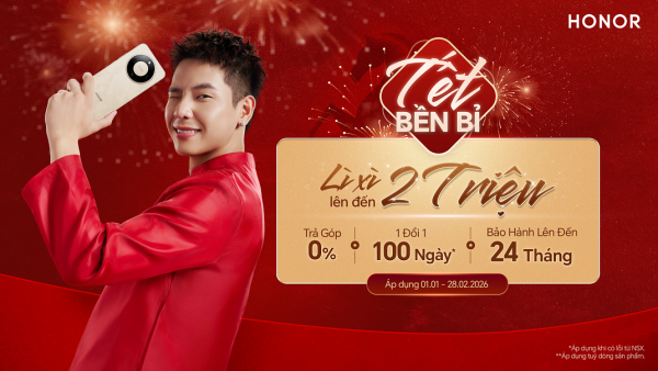 HONOR mở ưu đãi “Tết Bền Bỉ” lì xì đến 2 triệu đồng cho khách hàng chọn mua smartphone