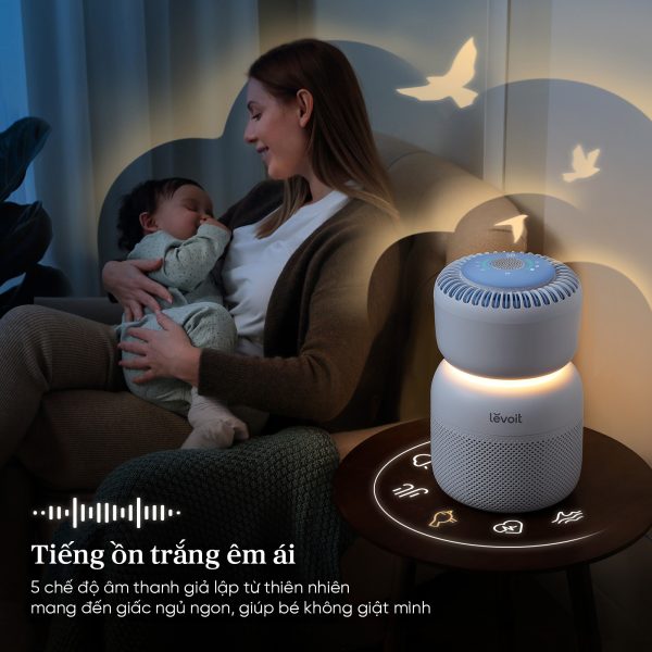 Levoit Sprout: Máy lọc không khí cho trẻ sơ sinh, tích hợp tiếng ồn trắng và đèn ngủ an toàn