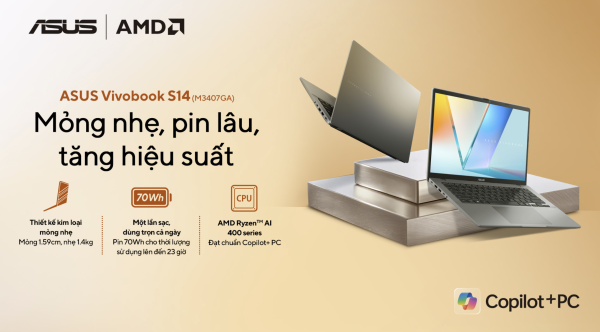 ASUS giới thiệu Vivobook S14/S16 và Zenbook 14 với trang bị chip Ryzen AI 400 Series