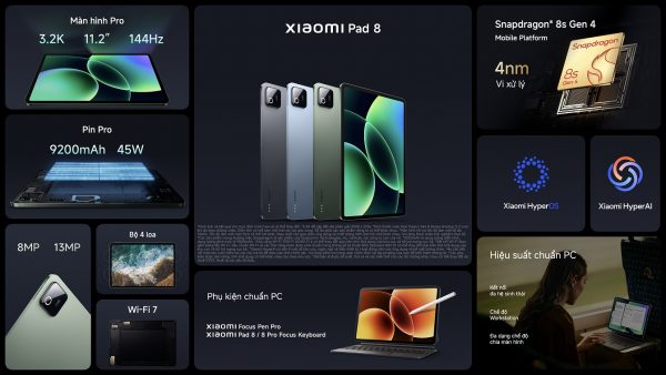 Xiaomi Pad 8 Series chính thức ra mắt tại Việt Nam, giá từ 11.99 triệu đồng kèm loạt ưu đãi mở bán