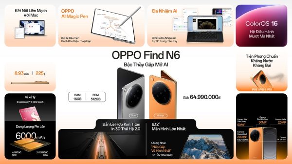 OPPO Find N6 chính thức ra mắt tại Việt Nam, quà tặng trị giá 15 triệu đồng khi đăng ký trước
