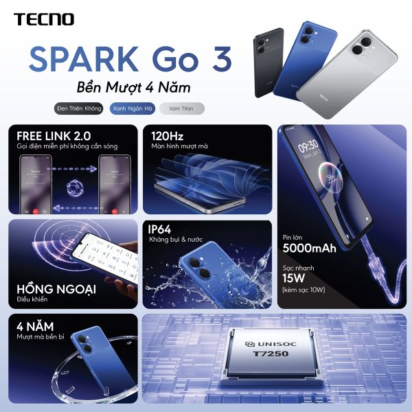 TECNO SPARK Go 3 ra mắt, giá từ 3.69 triệu đồng kèm ưu đãi hấp dẫn