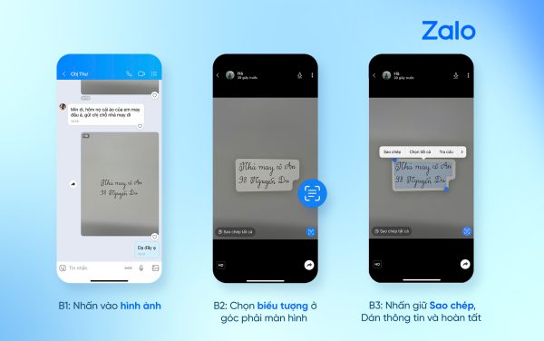 Hướng dẫn sử dụng tính năng AI giúp sao chép chữ từ ảnh trên Zalo