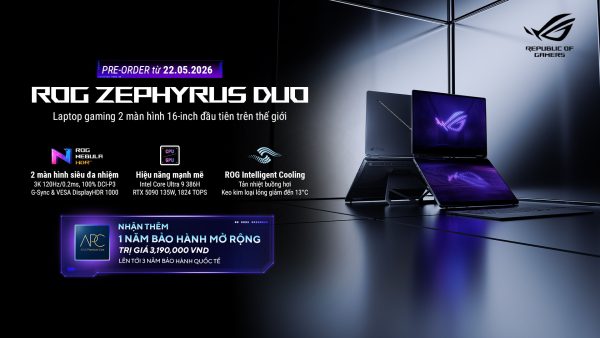 ASUS ROG mở đặt trước laptop gaming hai màn hình 16-inch ROG Zephyrus Duo ASUS ROG mở đặt trước laptop gaming hai màn hình 16-inch ROG Zephyrus Duo