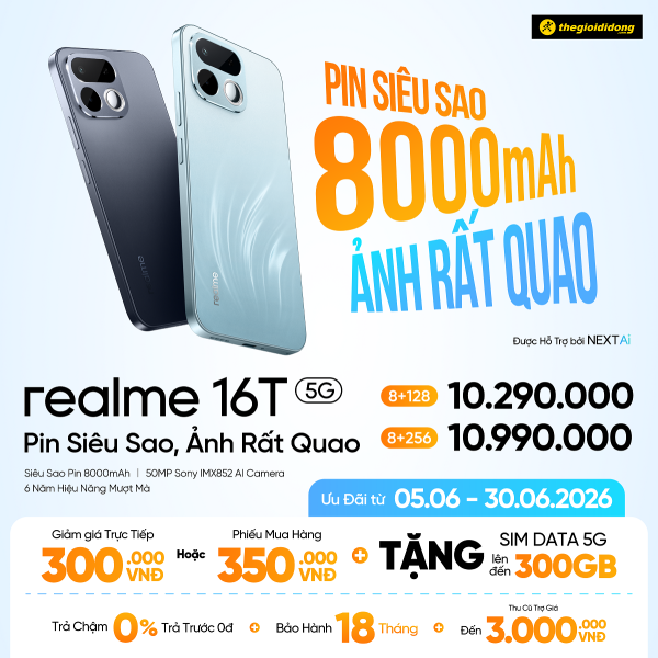 realme 16T 5G ra mắt: Smartphone pin lớn 8.000mAh hướng đến người dùng trẻ