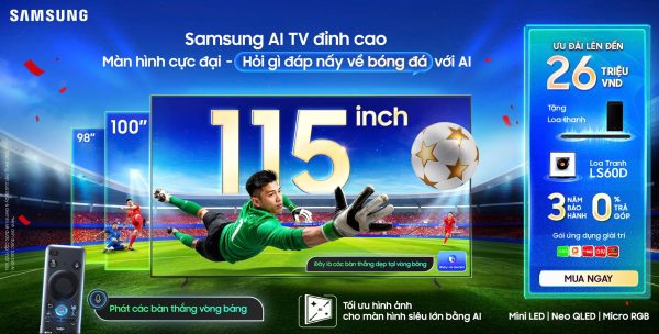 Samsung AI TV đồng hành cùng FPT Play - đơn vị phát sóng trực tiếp ASEAN HYUNDAI CUP 2026, mang đến nhiều ưu đãi hấp dẫn cho mùa bóng đá lớn