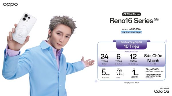 OPPO Reno16 Series 5G ra mắt: Thiết kế mới, camera tele 3.5x, pin tới 7.000mAh, giá từ 14,99 triệu đồng OPPO Reno16 Series 5G ra mắt: Thiết kế mới, camera tele 3.5x, pin tới 7.000mAh, giá từ 14,99 triệu đồng
