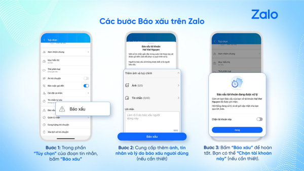 Zalo khuyến khích người dùng sử dụng tính năng "Báo xấu" để phòng chống lừa đảo trực tuyến