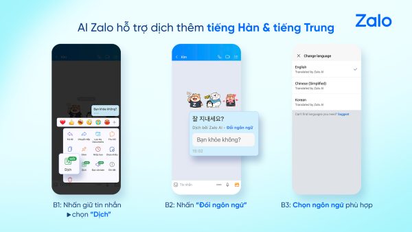 Zalo cập nhật loạt tính năng AI và đồng bộ dữ liệu, bổ sung dịch tiếng Trung và tiếng Hàn Zalo cập nhật loạt tính năng AI và đồng bộ dữ liệu, bổ sung dịch tiếng Trung và tiếng Hàn