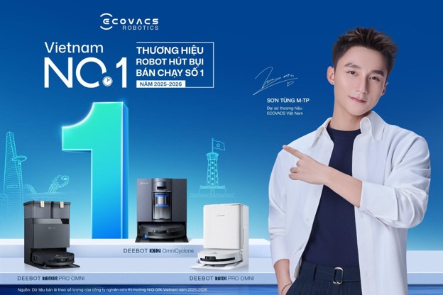 ECOVACS dẫn đầu thị trường robot hút bụi tại Việt Nam với 34% thị phần theo giá trị