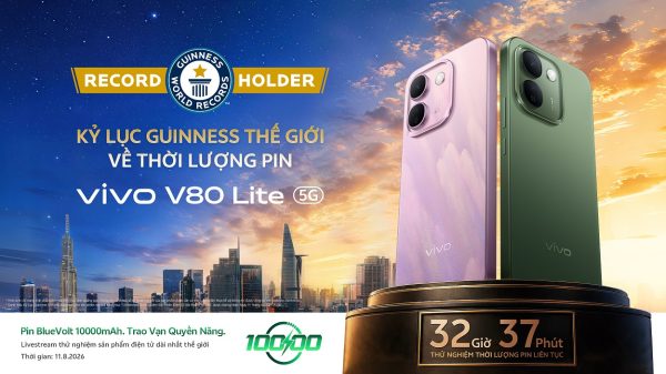 vivo V80 Lite 5G xác lập Kỷ lục Guinness Thế giới với 32 giờ 37 phút hoạt động liên tục vivo V80 Lite 5G xác lập Kỷ lục Guinness Thế giới với 32 giờ 37 phút hoạt động liên tục