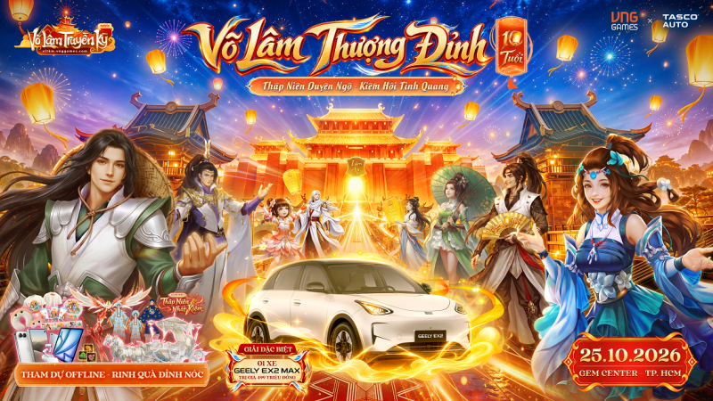 Võ Lâm Truyền Kỳ Mobile hé lộ loạt đặc quyền dành cho game thủ tại đại tiệc sinh nhật 10 tuổi “Võ Lâm Thượng Đỉnh”