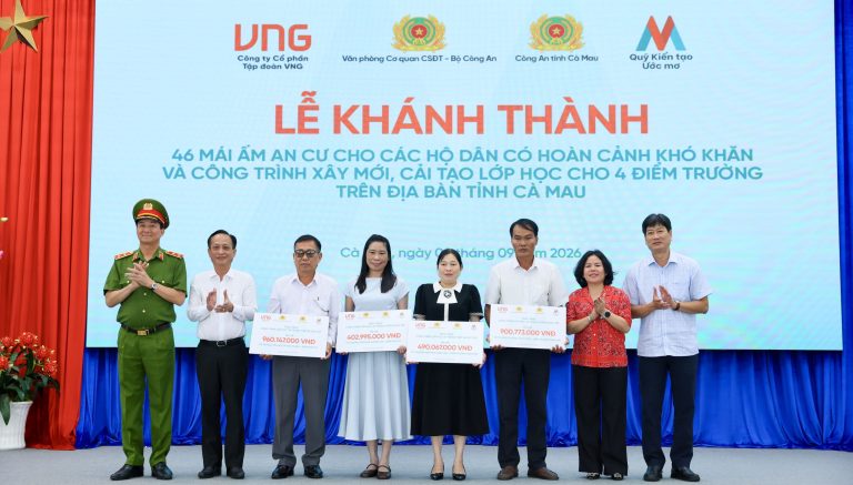 VNG và Quỹ Kiến tạo Ước mơ hỗ trợ gần 8,5 tỷ đồng cải thiện nhà ở, trường học tại Cà Mau