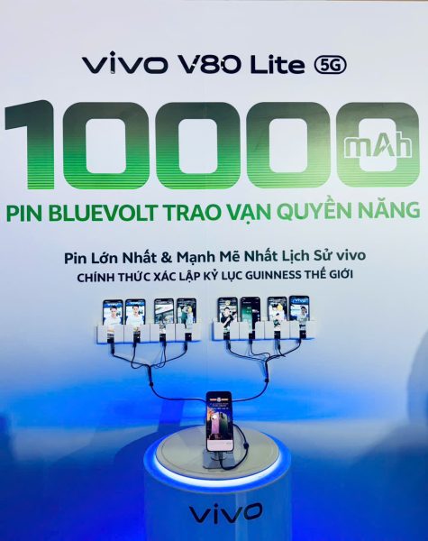 vivo V80 Lite 5G ra mắt tại Việt Nam với pin 10.000mAh, lập kỷ lục Guinness thế giới vivo V80 Lite 5G ra mắt tại Việt Nam với pin 10.000mAh, lập kỷ lục Guinness thế giới