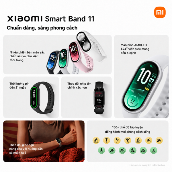 Xiaomi Smart Band 11 ra mắt tại Việt Nam với màn hình 2.000 nit, pin 21 ngày